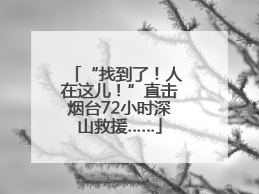 “找到了！人在这儿！”直击烟台72小时深山救援……