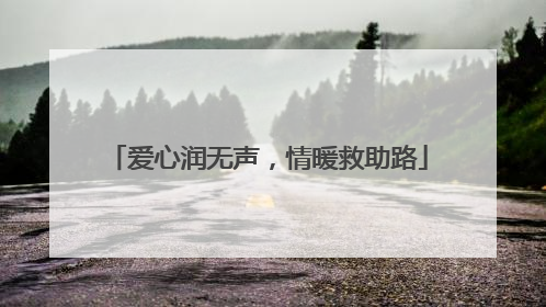 爱心润无声，情暖救助路