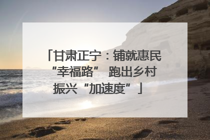 甘肃正宁：铺就惠民“幸福路” 跑出乡村振兴“加速度”