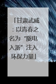 甘肃武威：以青春之名为“陇电入浙”注入环保力量
