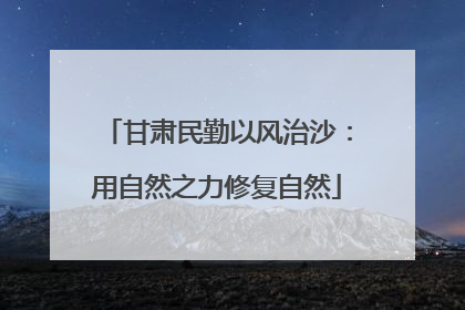 甘肃民勤以风治沙：用自然之力修复自然
