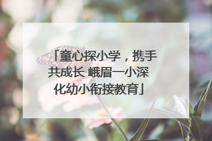 童心探小学，携手共成长 峨眉一小深化幼小衔接教育
