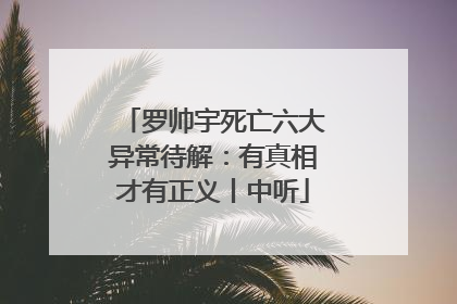 罗帅宇死亡六大异常待解：有真相才有正义丨中听