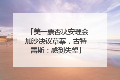 美一票否决安理会加沙决议草案，古特雷斯：感到失望