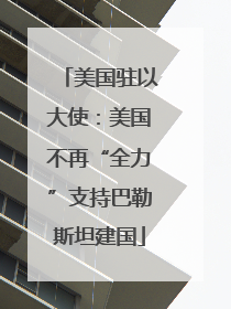 美国驻以大使：美国不再“全力”支持巴勒斯坦建国