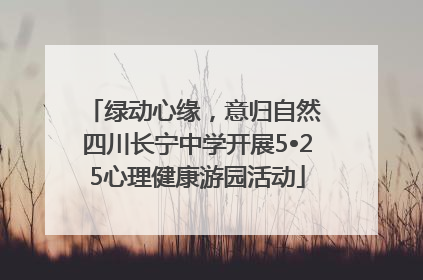 绿动心缘，意归自然 四川长宁中学开展5•25心理健康游园活动