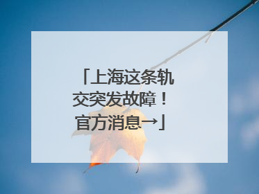 上海这条轨交突发故障！官方消息→