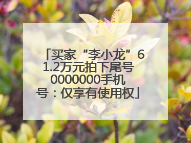 买家“李小龙”61.2万元拍下尾号0000000手机号：仅享有使用权