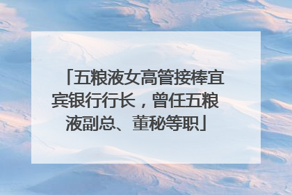 五粮液女高管接棒宜宾银行行长，曾任五粮液副总、董秘等职