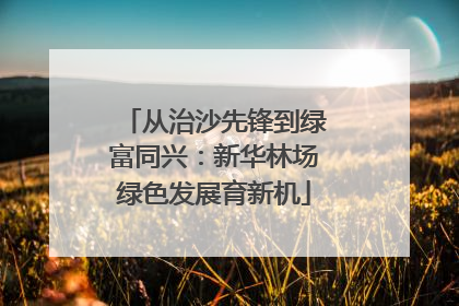 从治沙先锋到绿富同兴：新华林场绿色发展育新机