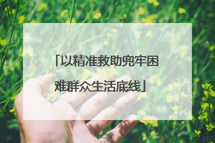以精准救助兜牢困难群众生活底线