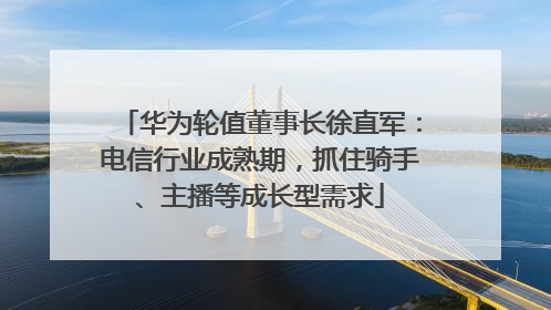 华为轮值董事长徐直军：电信行业成熟期，抓住骑手、主播等成长型需求