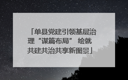 单县党建引领基层治理“谋篇布局” 绘就共建共治共享新图景