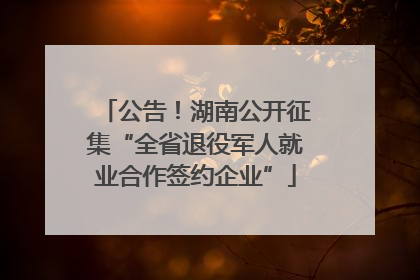 公告！湖南公开征集“全省退役军人就业合作签约企业”