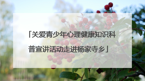 关爱青少年心理健康知识科普宣讲活动走进杨家寺乡