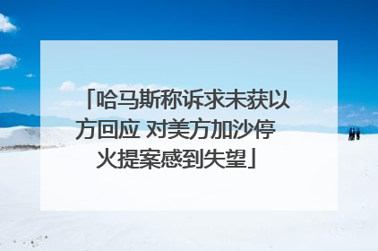 哈马斯称诉求未获以方回应 对美方加沙停火提案感到失望