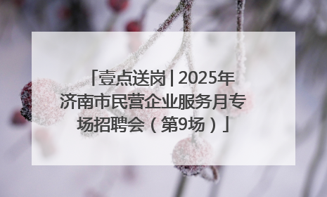 壹点送岗│2025年济南市民营企业服务月专场招聘会（第9场）