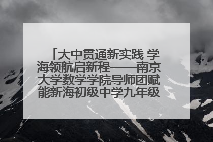 大中贯通新实践 学海领航启新程——南京大学数学学院导师团赋能新海初级中学九年级学子生涯规划