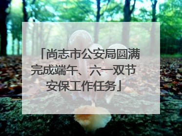 尚志市公安局圆满完成端午、六一双节安保工作任务