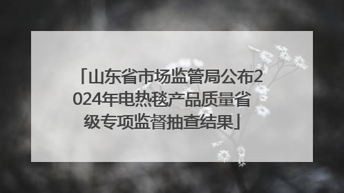 山东省市场监管局公布2024年电热毯产品质量省级专项监督抽查结果
