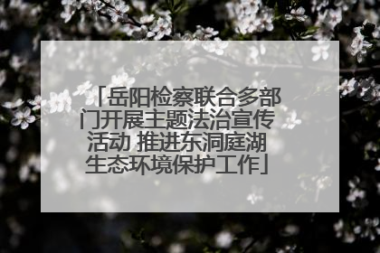 岳阳检察联合多部门开展主题法治宣传活动 推进东洞庭湖生态环境保护工作