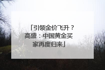 引领金价飞升？高盛：中国黄金买家再度归来