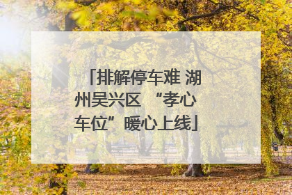 排解停车难 湖州吴兴区 “孝心车位”暖心上线