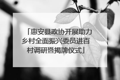 惠安县政协开展助力乡村全面振兴委员进百村调研暨揭牌仪式