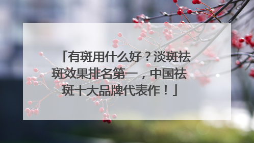 有斑用什么好？淡斑祛斑效果排名第一，中国祛斑十大品牌代表作！