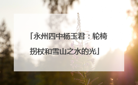 永州四中杨玉君：轮椅拐杖和雪山之水的光