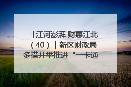 江河澎湃 财惠江北（40）｜新区财政局多措并举推进“一卡通”管理 保障惠民惠农补贴精准高效发放