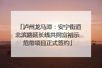 泸州龙马潭：安宁街道北滨路延长线共同富裕示范带项目正式签约
