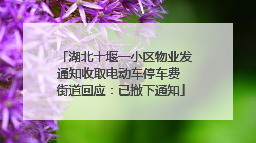 湖北十堰一小区物业发通知收取电动车停车费 街道回应：已撤下通知