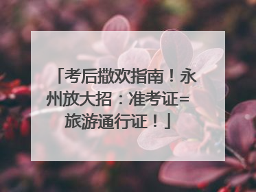 考后撒欢指南！永州放大招：准考证=旅游通行证！