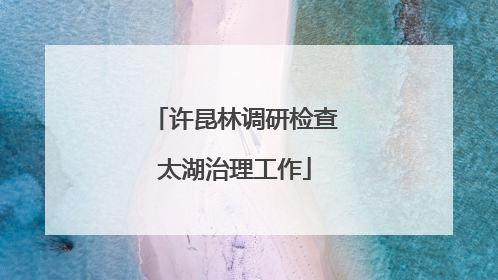 许昆林调研检查太湖治理工作