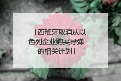 西班牙取消从以色列企业购买导弹的相关计划