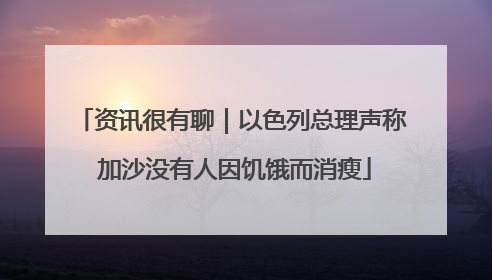 资讯很有聊｜以色列总理声称 加沙没有人因饥饿而消瘦