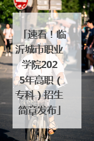 速看！临沂城市职业学院2025年高职（专科）招生简章发布