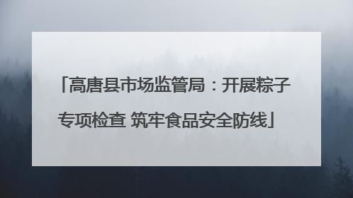 高唐县市场监管局：开展粽子专项检查 筑牢食品安全防线