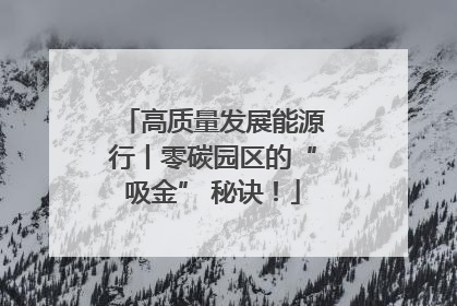 高质量发展能源行丨零碳园区的“吸金” 秘诀！