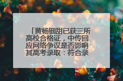 黄杨钿甜已获三所高校合格证，中传回应网络争议是否影响其高考录取：符合录取条件就能录取