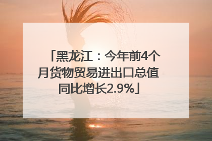 黑龙江：今年前4个月货物贸易进出口总值同比增长2.9%