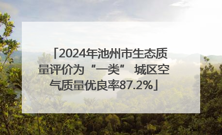 2024年池州市生态质量评价为“一类” 城区空气质量优良率87.2%