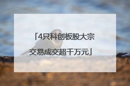 4只科创板股大宗交易成交超千万元