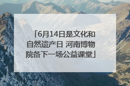 6月14日是文化和自然遗产日 河南博物院备下一场公益课堂